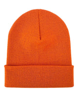 HAAKWEAR Knit Cuffed Classic Beanie / Hat - Tiger Orange, Made in USA