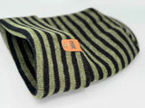 HAAKWEAR H Stitch RORO Cuffed Beanie (Patented Design) Black / Green, Made in USA