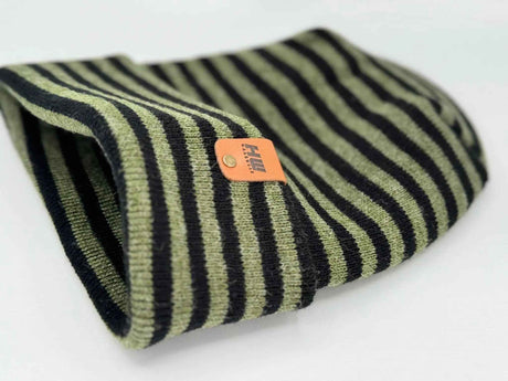 HAAKWEAR H Stitch RORO Cuffed Beanie (Patented Design) Black / Green, Made in USA