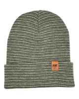 HAAKWEAR Traditional Contrast Cuffed Beanie / Hat - Gray / Green, Made in USA
