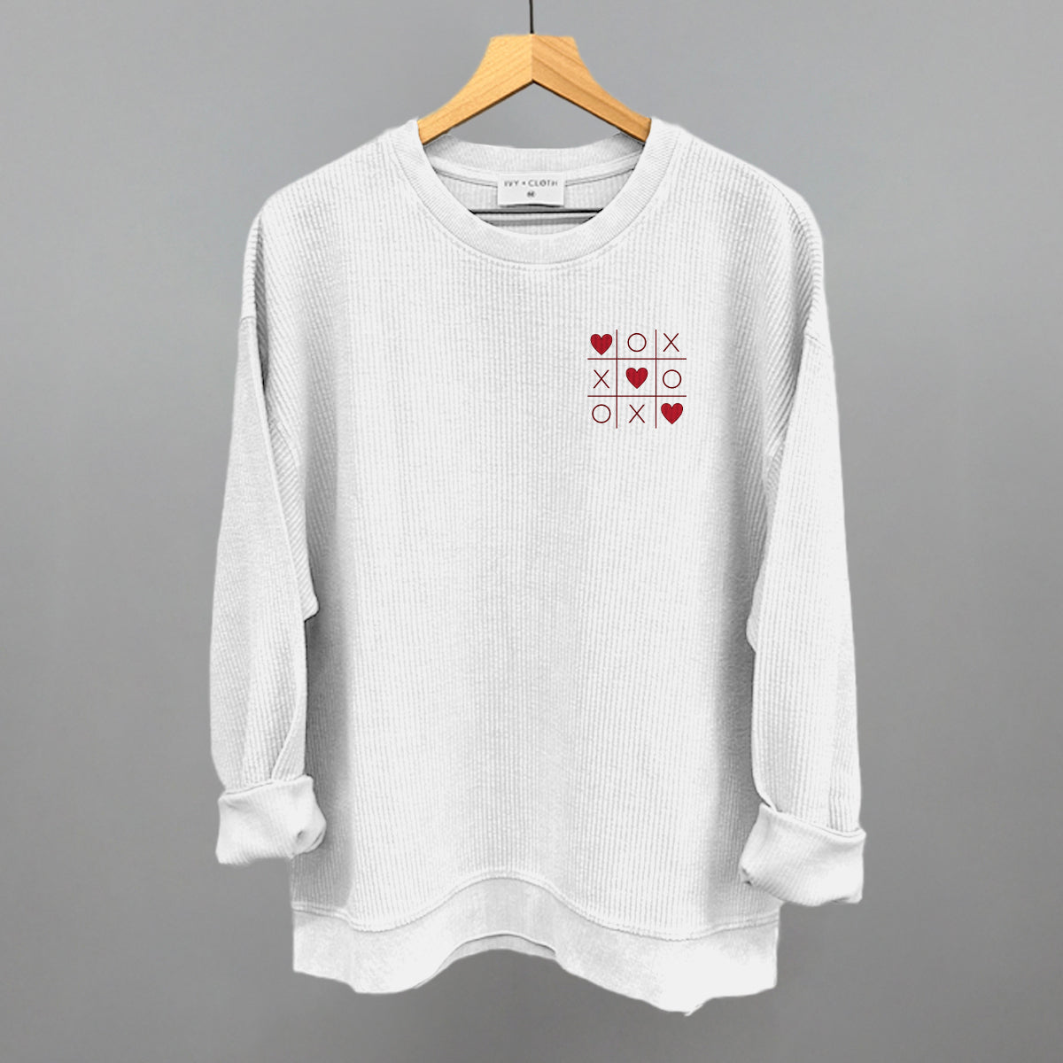 Tic Tac Toe Red Hearts (Left Chest)