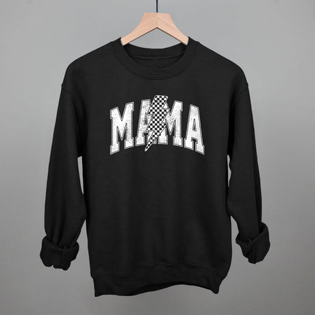 Mama Checkered Lightning Bolt Distressed