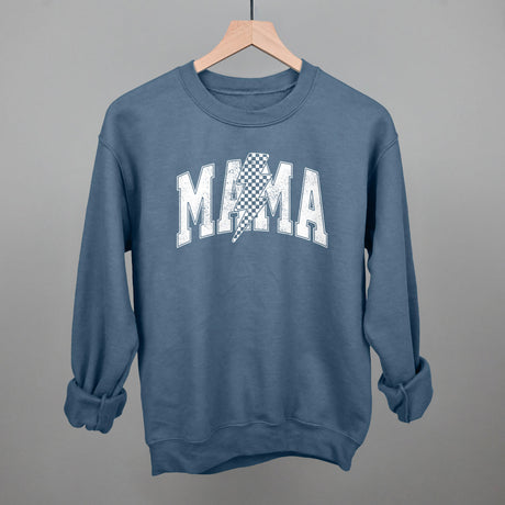 Mama Checkered Lightning Bolt Distressed