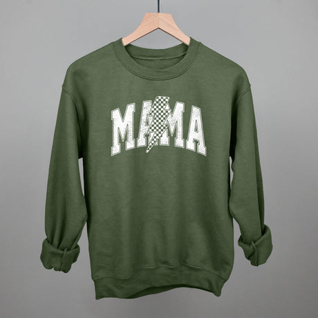 Mama Checkered Lightning Bolt Distressed