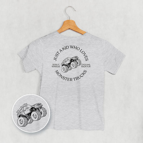 Just A Kid Who Loves Monster Trucks (Kids Back Print)