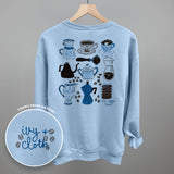 Blue & Brown Coffee Doodles (Back Print)