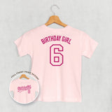 Birthday Girl Varsity #6 (Kids Back Print)