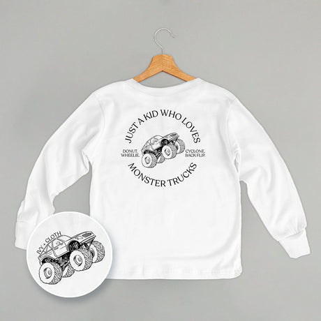 Just A Kid Who Loves Monster Trucks (Kids Back Print)