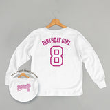 Birthday Girl Varsity #8 (Kids Back Print)