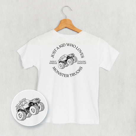 Just A Kid Who Loves Monster Trucks (Kids Back Print)