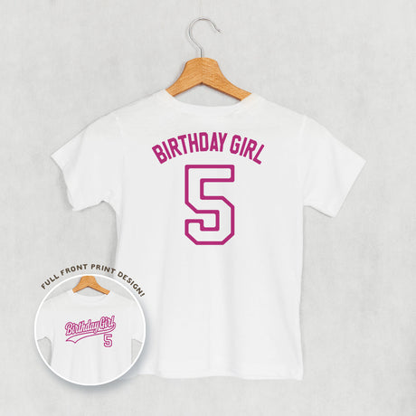 Birthday Girl Varsity #5 (Kids Back Print)