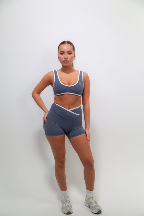 I Am Right Where I Need To Be Slate Blue Butter Shorts