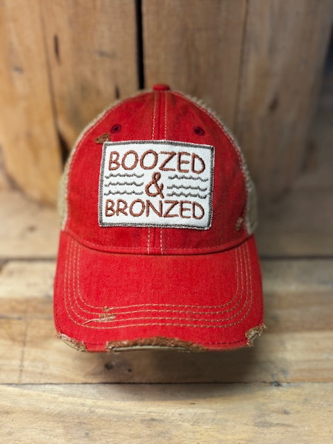 Boozed & Bronzed Distressed Mesh Snapback Baseball Cap
