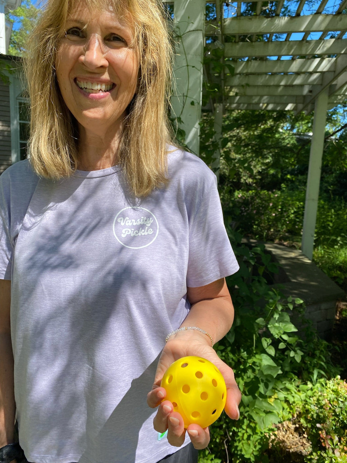 Varsity Pickle Women's Performance Tech Short Sleeve Shirt Circle Logo (Lilac)