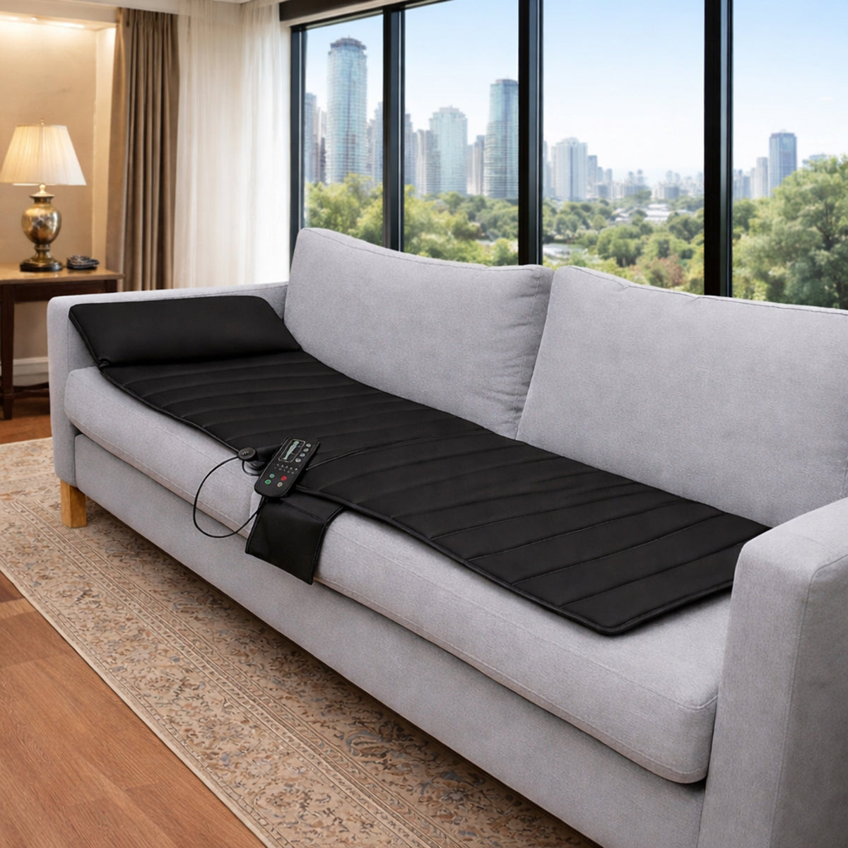 Carepeutic Targeted Zone Deluxe Full Body Massage Mat with Heat, Back Massager with 10 Vibration Motors, 4 Heating Zones, Raise-up Pillow, Foldable Relaxation Pad with 3 Selective Intensities