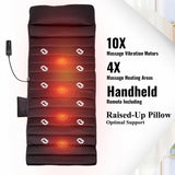 Carepeutic Targeted Zone Deluxe Full Body Massage Mat with Heat, Back Massager with 10 Vibration Motors, 4 Heating Zones, Raise-up Pillow, Foldable Relaxation Pad with 3 Selective Intensities