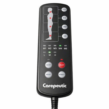 Carepeutic Targeted Zone Deluxe Full Body Massage Mat with Heat, Back Massager with 10 Vibration Motors, 4 Heating Zones, Raise-up Pillow, Foldable Relaxation Pad with 3 Selective Intensities
