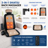 Carepeutic Kneading Rolling Vibration Massage Chair Cushion, Back Massager with Heat Massage, Chair Pad Kneading Back Massager for Pain Relief, Deep Tissue Chair Massage Cushion for Office or Home