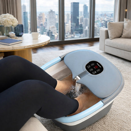 Carepeutic Foldaway Deluxe Foot Spa and Bathing Massager with Red Light and Bubble Therapy