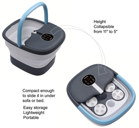 Carepeutic Foldaway Deluxe Foot Spa and Bathing Massager with Red Light and Bubble Therapy