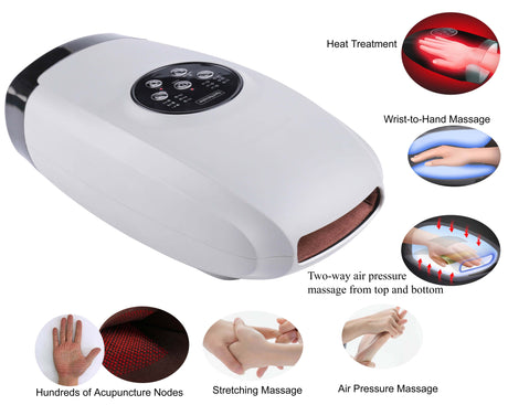 Carepeutic Acupressure Warming Hand Massager with Pulse Vibration, Kneading Massage, for Home or Office or On the Go