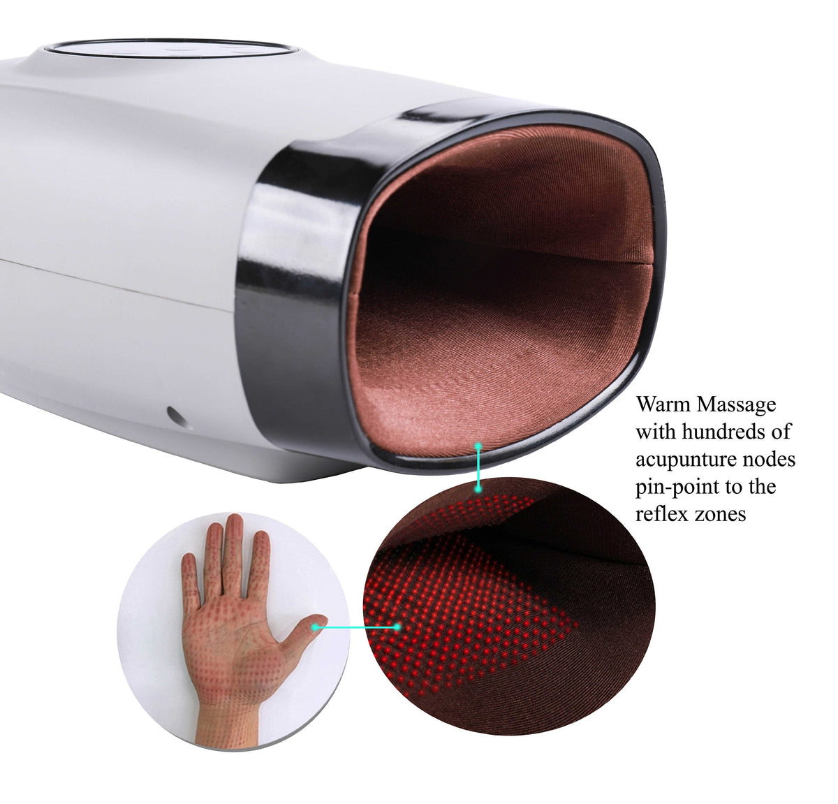 Carepeutic Acupressure Warming Hand Massager with Pulse Vibration, Kneading Massage, for Home or Office or On the Go