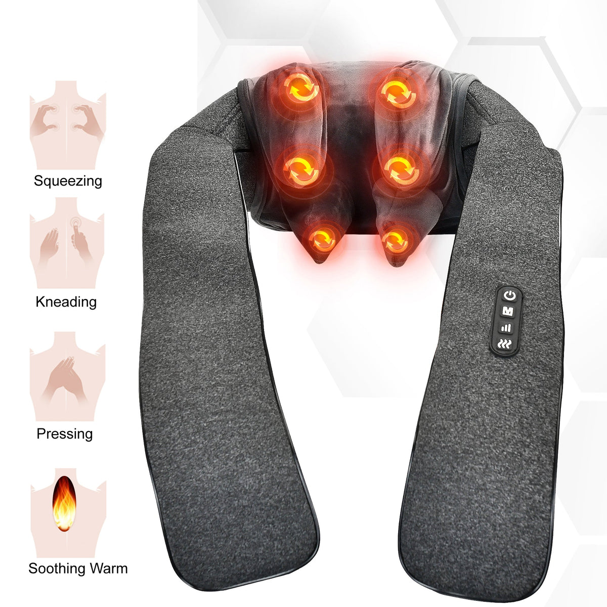Carepeutic Finger Squeezing Neck and Shoulder 5D Massager, Neck Massager for Pain Relief, Deep Tissue, Electric Shiatsu Shoulder & Back Massager with Heat