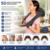Carepeutic Finger Squeezing Neck and Shoulder 5D Massager, Neck Massager for Pain Relief, Deep Tissue, Electric Shiatsu Shoulder & Back Massager with Heat