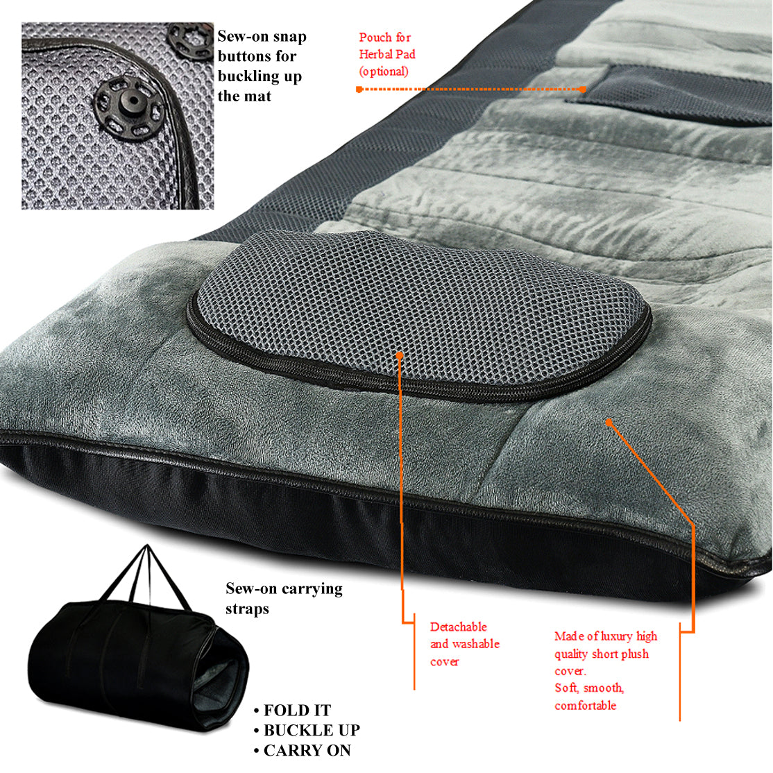 Carepeutic Luxury Comfort Full Body Massage Mat with Heat, 10 Vibrating Motors, Kneading Massage for Head, Deep Tissue Massage for Back, Neck and Legs Relaxation at Home or Office
