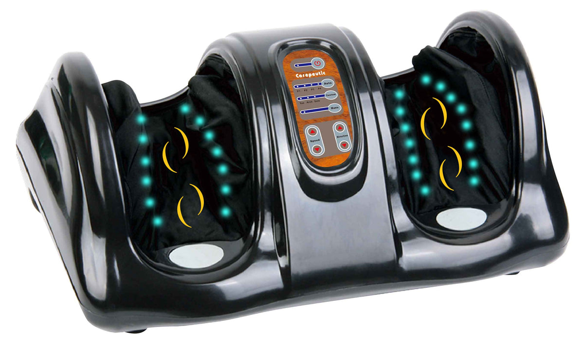 Carepeutic Deluxe Kneading Rolling Shiatsu Foot Massager (Burl-Wood), For Foot or Calf Massage, Suitable to All Foot Sizes