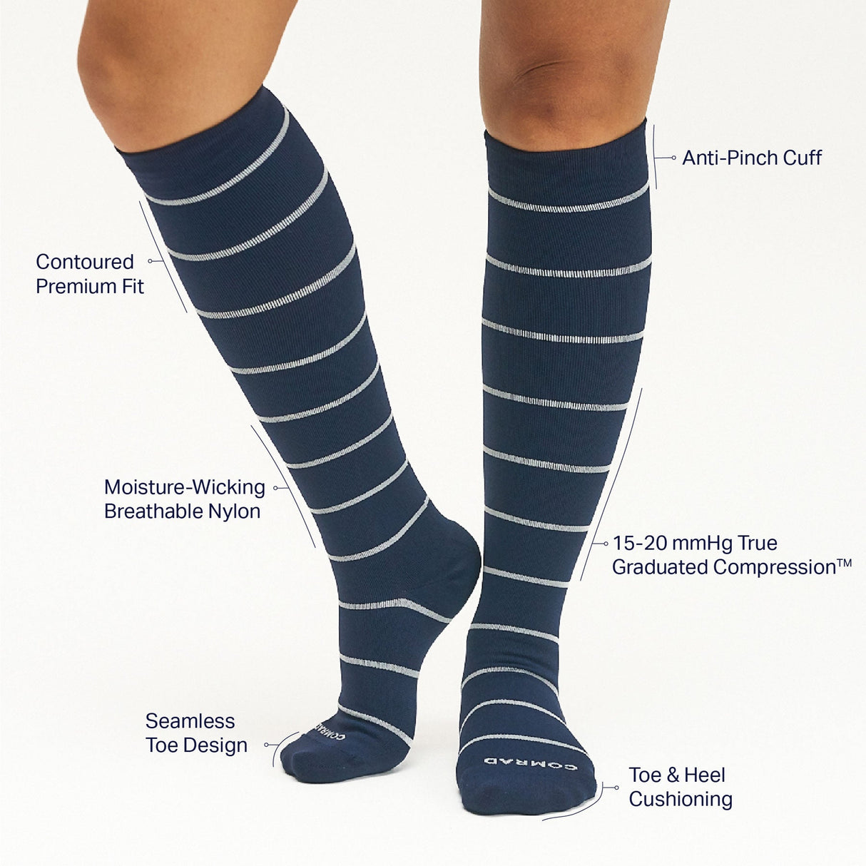 Knee-High Compression Socks – 3 Pack Stripe