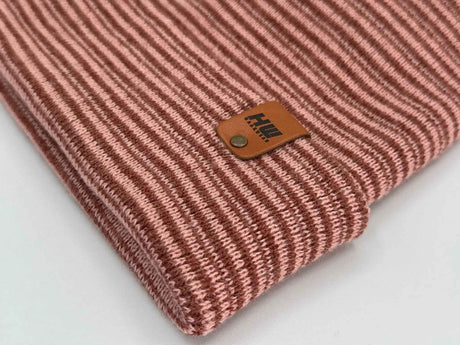 Trending Men’s & Women’s Beanie – H-Stitch Cuffed Beanie | Burgundy/Pink Contrast | Made in USA
