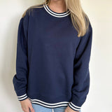Navy Oversized Varsity Crew
