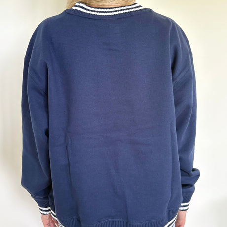 Navy Oversized Varsity Crew