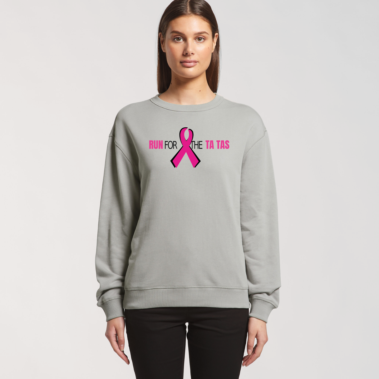 Run for the Ta Tas Ladies' Premium Crew Sweatshirt