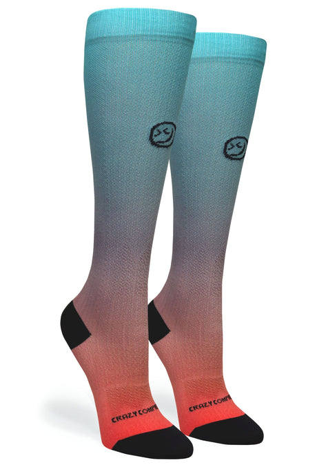 Ombré Peach Aqua - (Standard & Extra Wide)