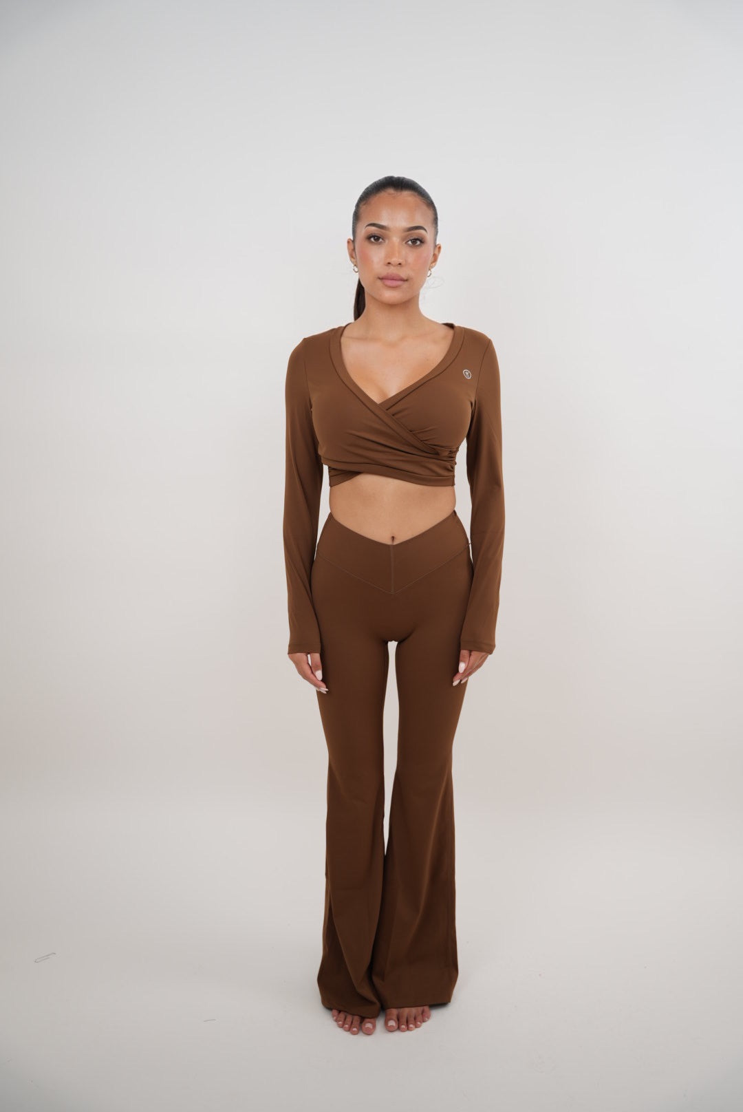 I Am Present Brown Stretch Flare Legging