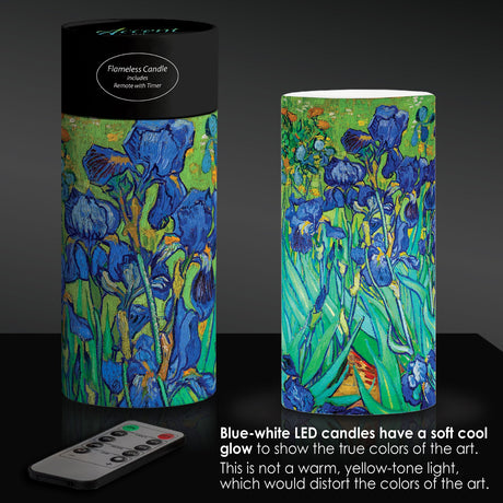 van Gogh Irises 6" 6" LED Candle – Battery Operated, Flickering
