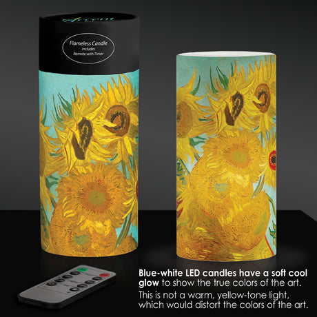 van Gogh Sunflowers 6" 6" LED Candle – Battery Operated, Flickering