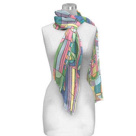 Frank Lloyd Wright Saguaro Forms Long Sheer Scarf – Lightweight, Elegant, Silky-Soft