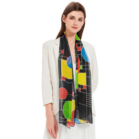 Frank Lloyd Wright Coonley Playhouse Long Sheer Scarf – Lightweight, Elegant, Silky-Soft