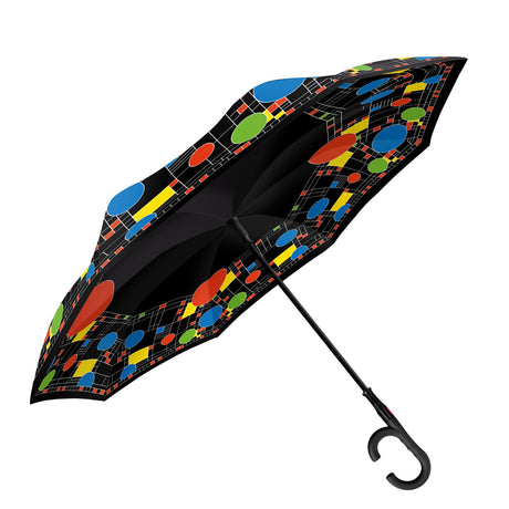 Frank Lloyd Wright "Coonley Playhouse" Reverse Inverted Umbrella – Hands-Free, Windproof Design
