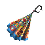 Kandinsky "Circles" Reverse Inverted Umbrella – Hands-Free, Windproof Design