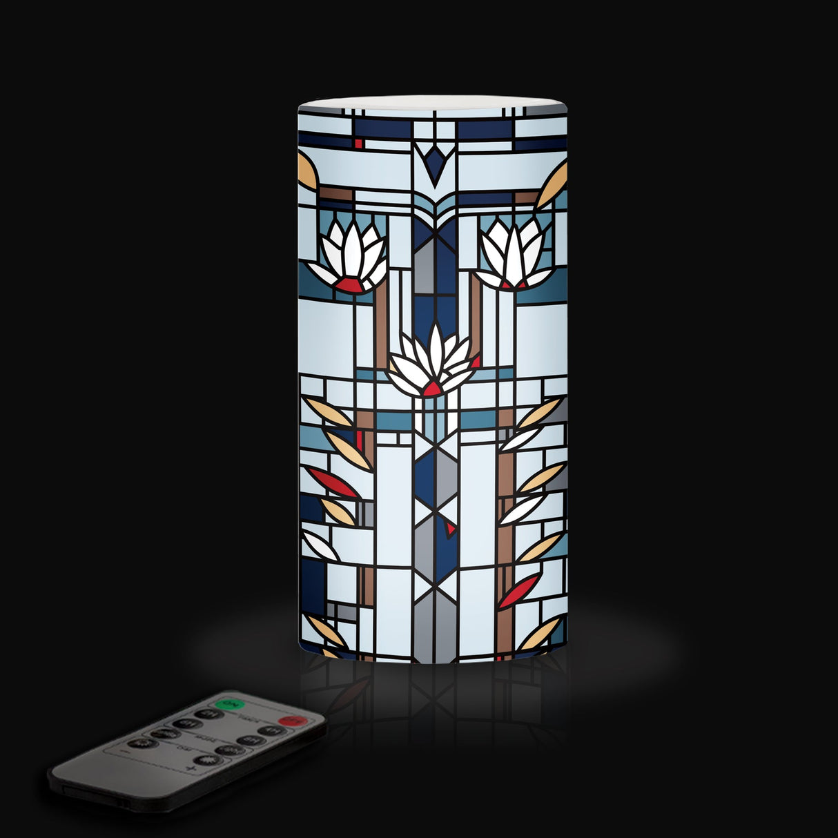 Frank Lloyd Wright Waterlilies 6"  LED Candle – Battery Operated, Flickering