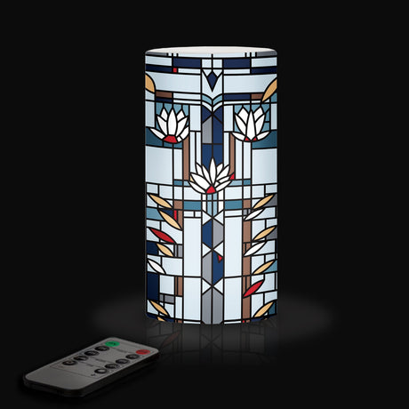 Frank Lloyd Wright Waterlilies 6"  LED Candle – Battery Operated, Flickering