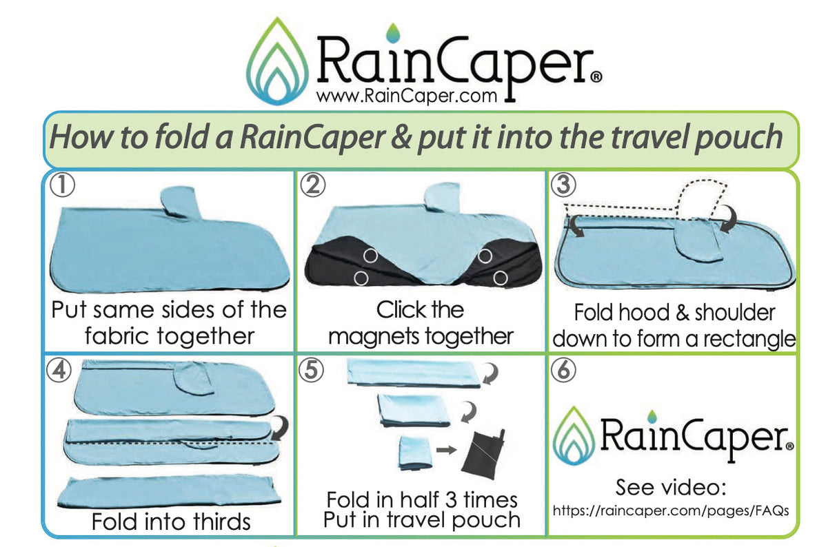 Navy & China Blue Rainproof Hooded Rain Cape – Lightweight Women's Rain Wrap