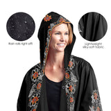 Laurel Burch Orange Blossoms Reversible Rain Cape Poncho – Lightweight Hooded Womens Wrap