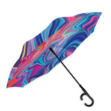 EttaVee "Marble 8" Reverse Inverted Umbrella – Hands-Free, Windproof Design