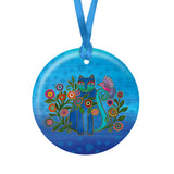 Laurel Burch Cerulean Cat Porcelain Keepsake Ornament – Flat Ceramic, Gift-Ready