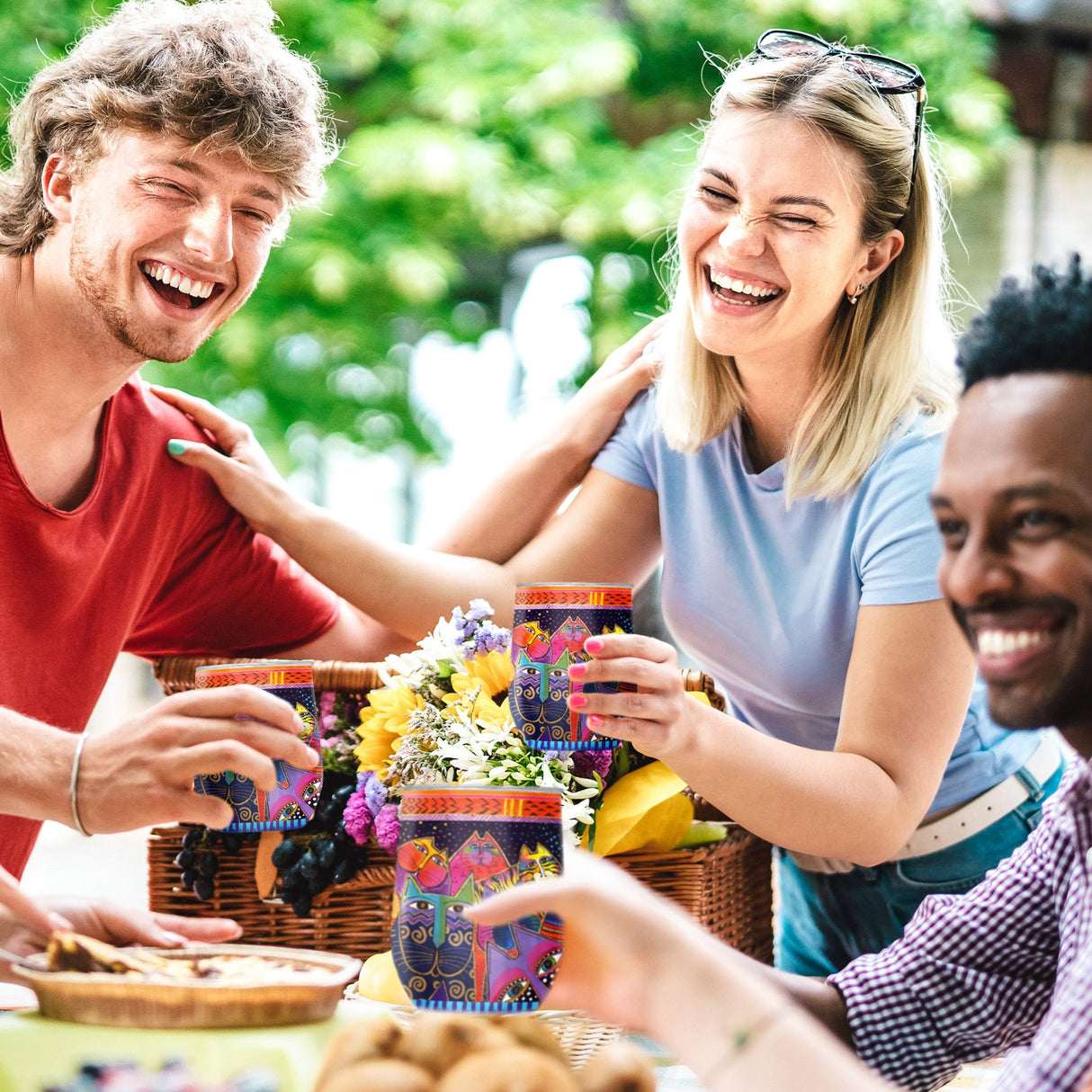 12 oz Stemless Wine Tumbler - Laurel Burch "Fantasticats"